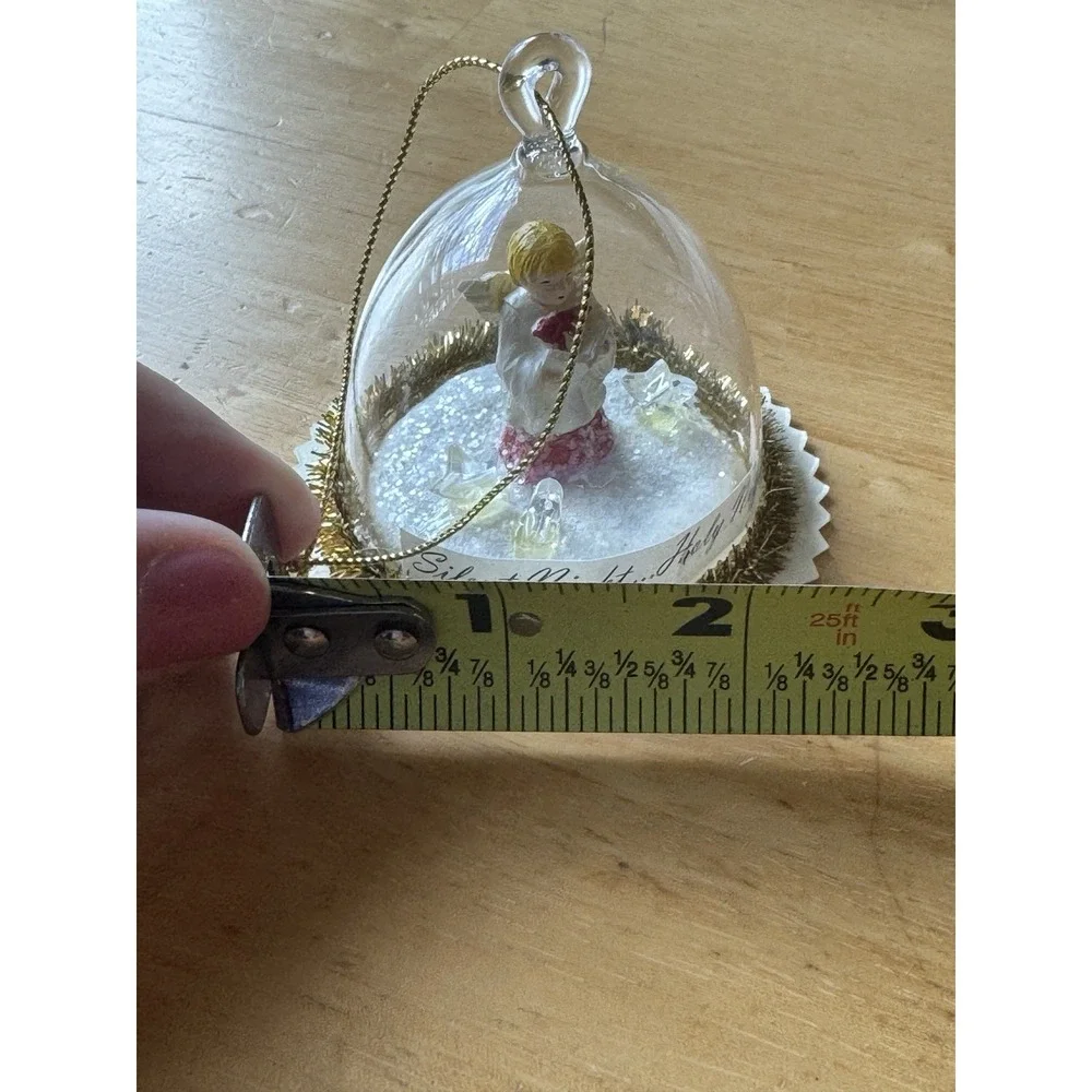 Vintage Glass Bell Diorama Ornament Choir Boy Silent Night Snow Scene 3 In